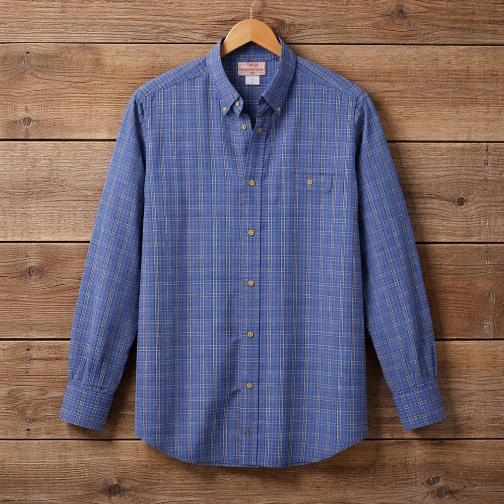 Wrangler Rugged Man Size Large Plaid Cotton Shirt
